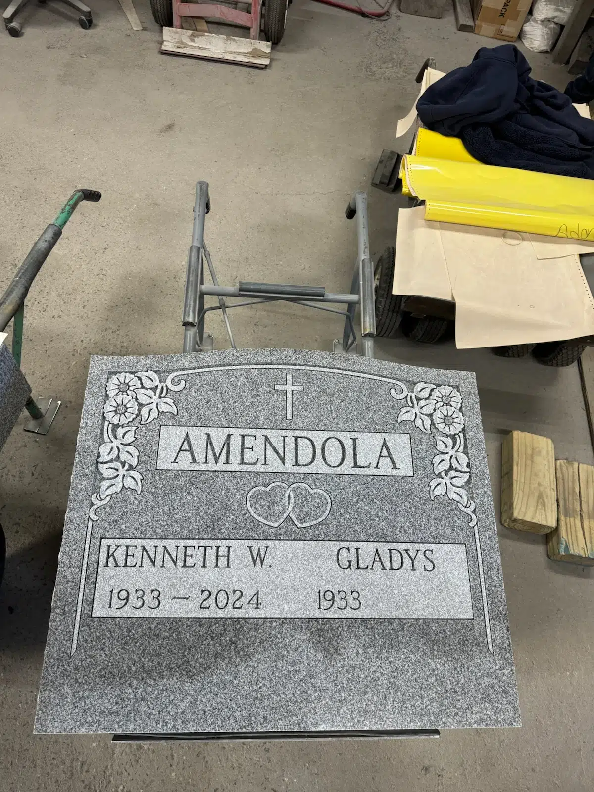 Granite Companion / Double Flat Headstone hand-carved by Couple Marker Guide in NJ — image 2